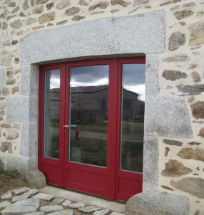 Porte mixte Bois/Alu RAL 3004S